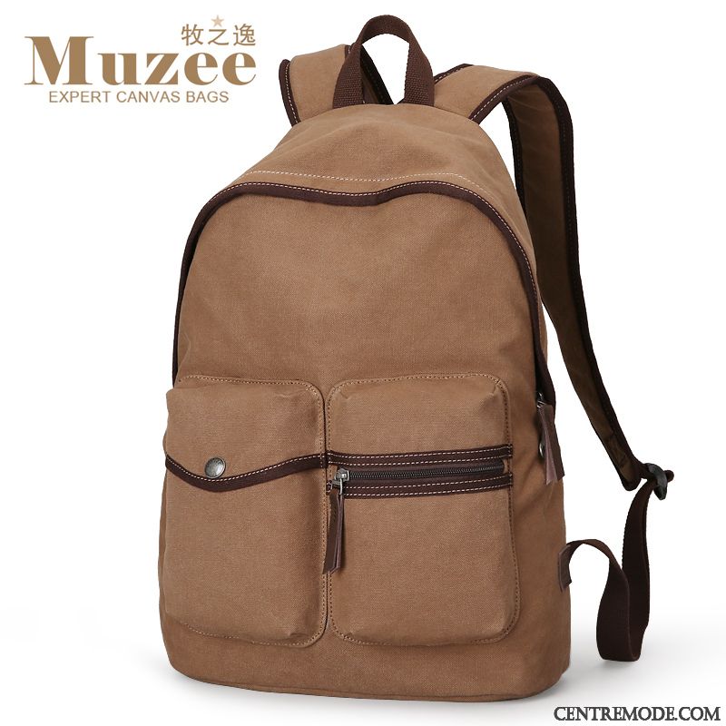 Sac À Dos Homme Voyage Sac D'ordinateur Portable Personnalité Jeunesse Loisir Toile Gris