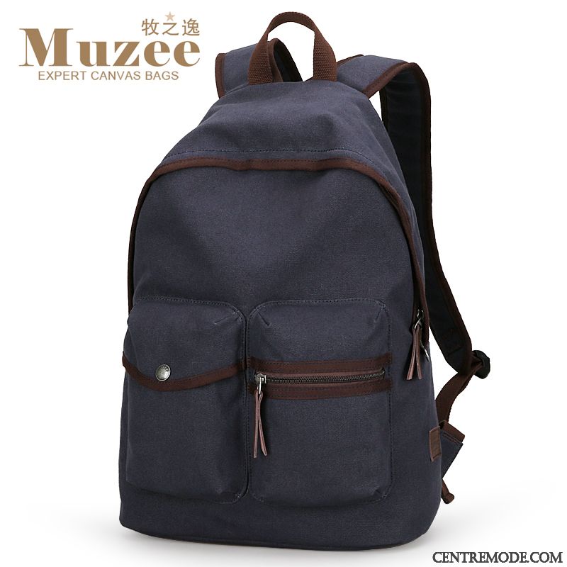 Sac À Dos Homme Voyage Sac D'ordinateur Portable Personnalité Jeunesse Loisir Toile Gris