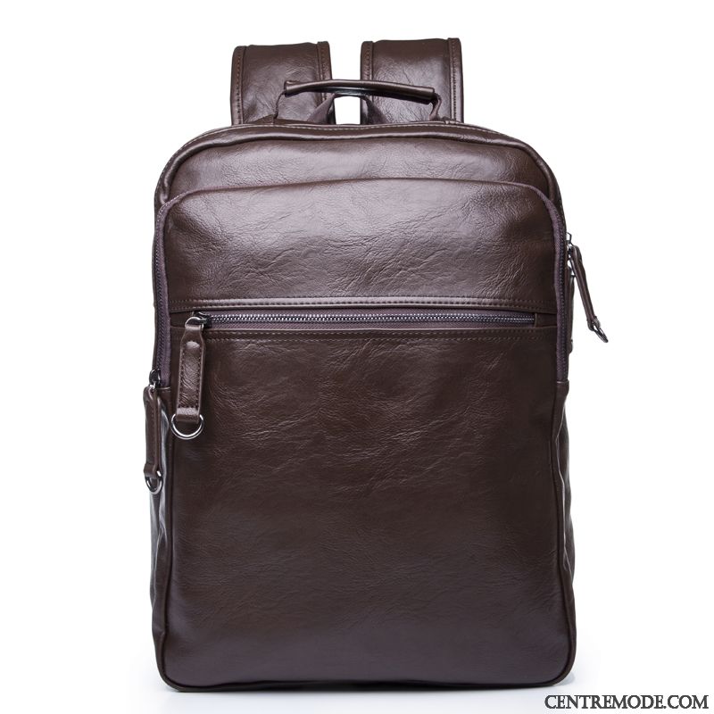 Sac À Dos Homme Voyage Étudiant École Secondaire Tendance Sac D'ordinateur Portable Loisir Marron