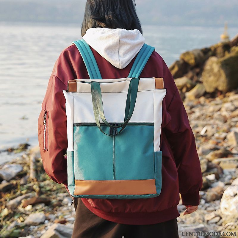 Sac À Dos Randonnée Femme Cartable Voyage Gros Le Nouveau Tendance Grande Capacité Couleurs Mixtes Blanc Vert