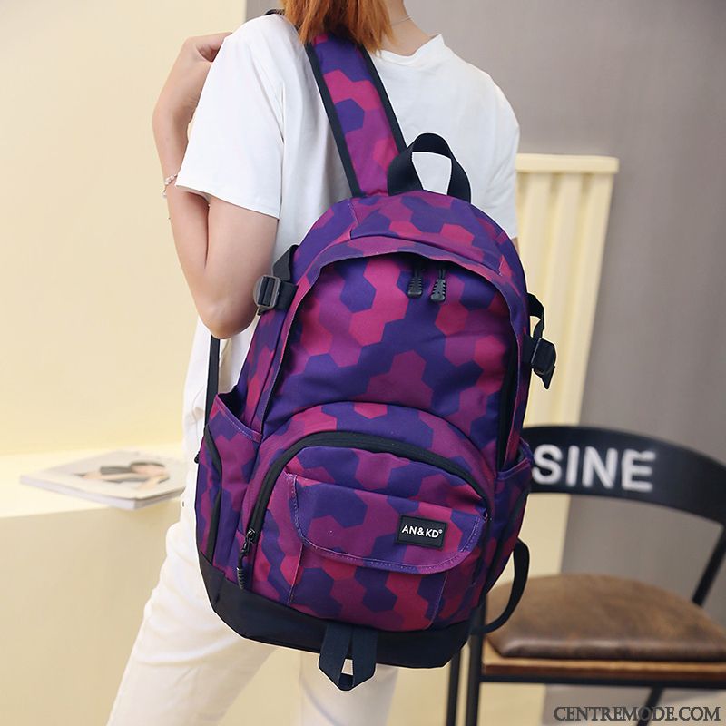 Sac À Dos Randonnée Femme Homme École Secondaire Étudiant Voyage Camouflage Grande Capacité Bleu