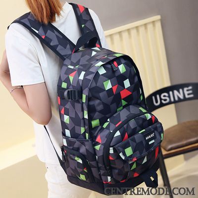 Sac À Dos Randonnée Femme Homme École Secondaire Étudiant Voyage Camouflage Grande Capacité Bleu