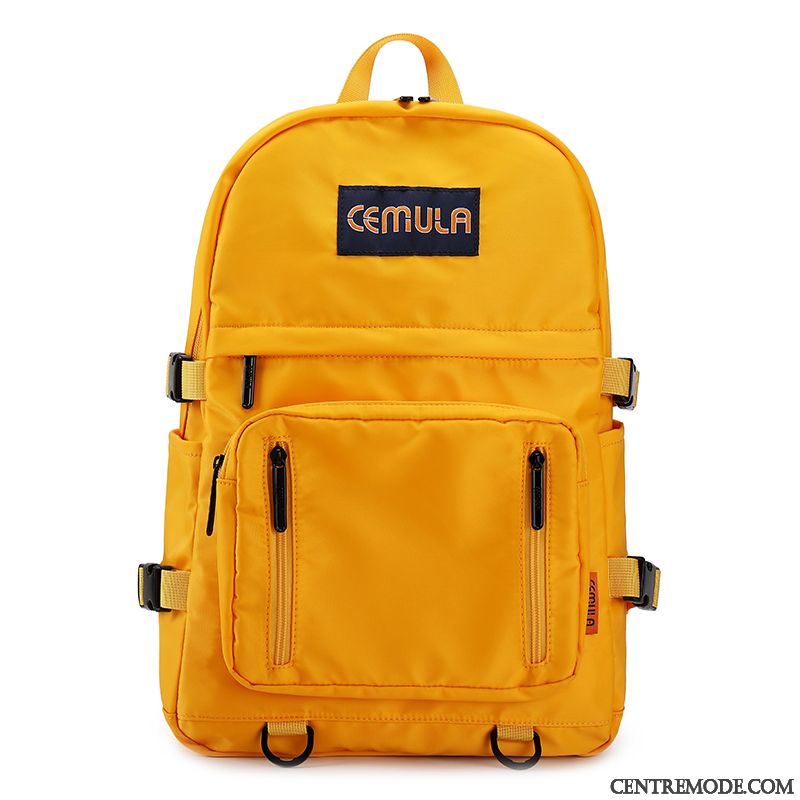 Sac À Dos Randonnée Femme Le Nouveau Cartable Mode All-match Gros Voyage Jaune