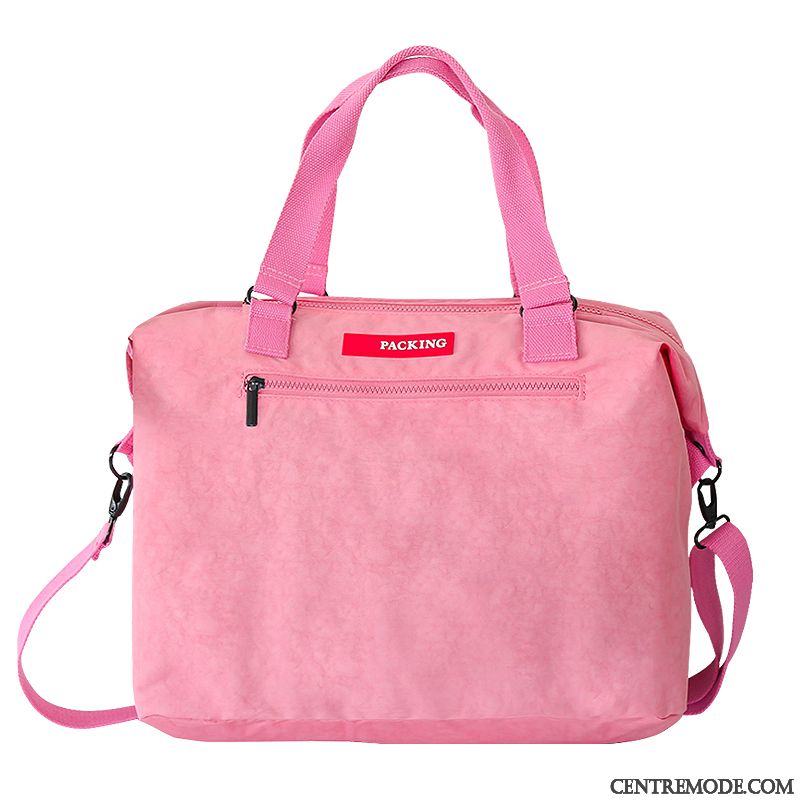 Sac À Dos Randonnée Femme Toile Réseau Bagage Portable Court Voyage Rouge Rose