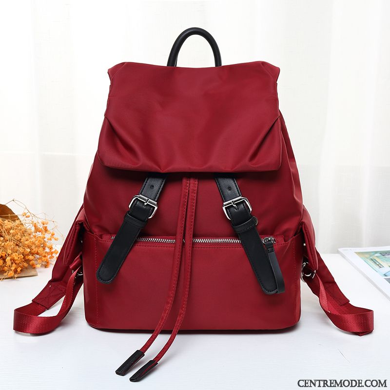 Sac À Dos Randonnée Femme Voyage Lumière Étudiant All-match Simple Grande Capacité Rouge