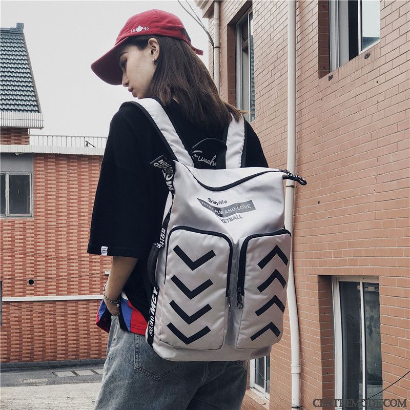 Sac À Dos Randonnée Femme Étudiant Gros Cartable Tendance Homme École Secondaire Gris Foncé