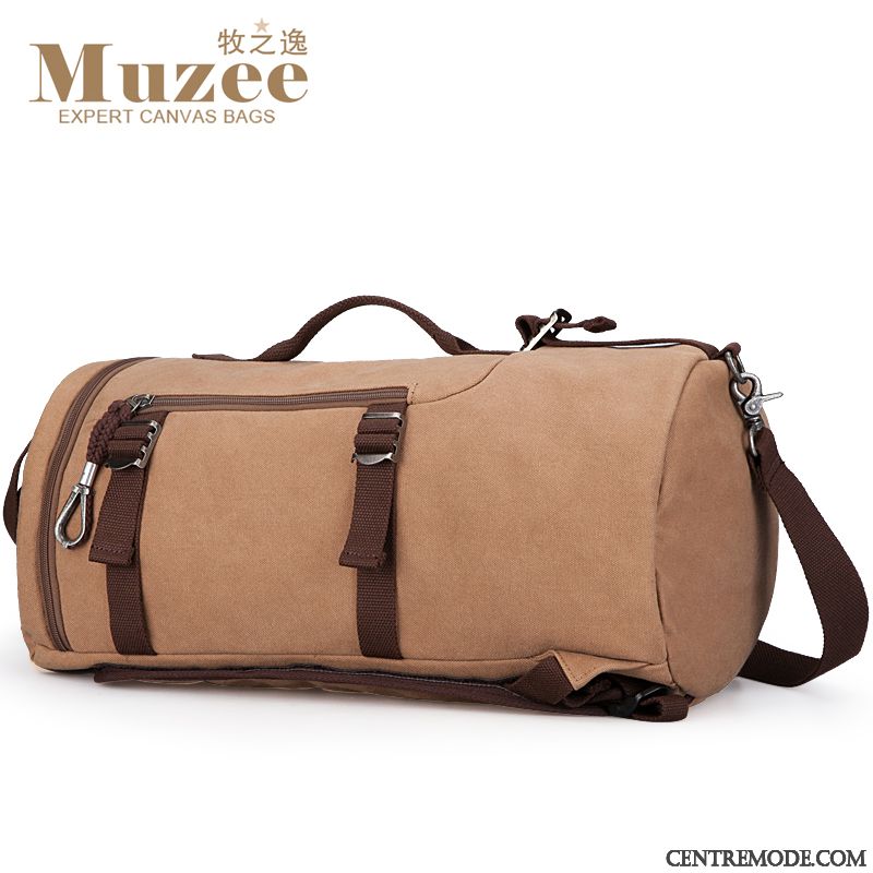 Sac À Dos Randonnée Homme Aptitude Sac De Messager Court Sac À Main Voyage Grande Capacité Brun
