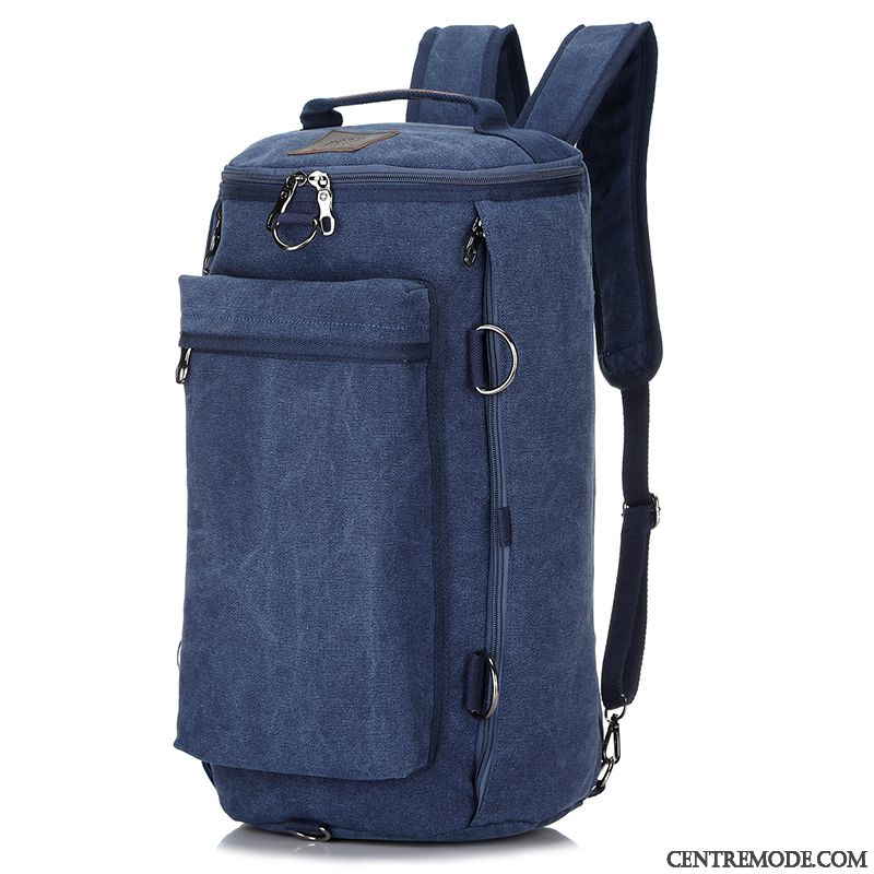 Sac À Dos Randonnée Homme Grande Capacité Toile Loisir Voyage Sac D'ordinateur Portable De Plein Air Noir