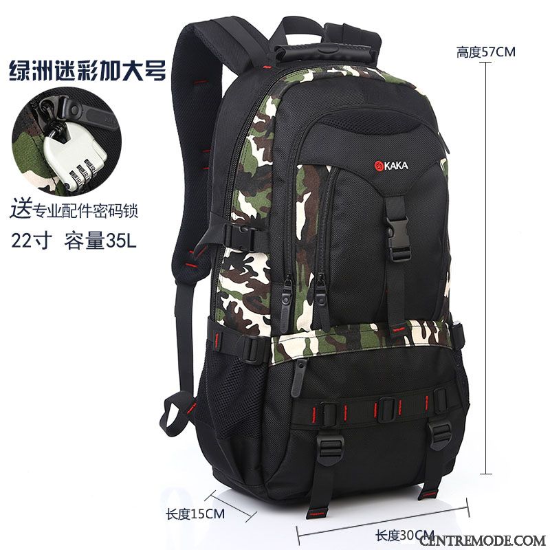 Sac À Dos Randonnée Homme Loisir Grande Capacité Tourisme Camouflage Tactique Sport Noir