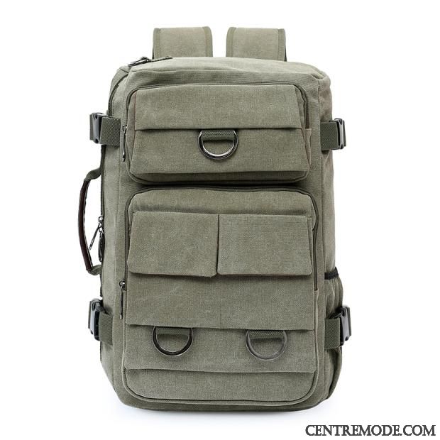 Sac À Dos Randonnée Homme Sac À Main Sport Toile Personnalité Tissu Cartable Vert