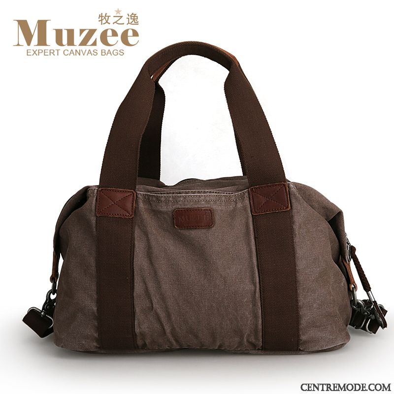 Sac À Dos Randonnée Homme Sacs À Bandoulière Grande Capacité Voyage Toile Bagage Tendance Brun