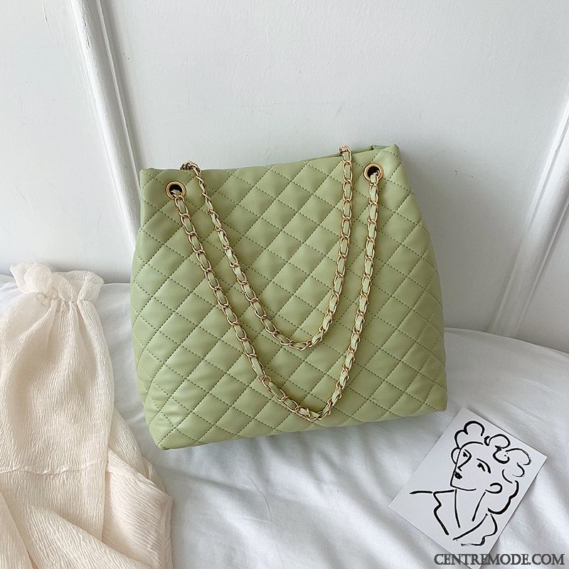 Sac À Main Femme Chaîne Le Nouveau Mode Simple Tendance Rhombe Vert