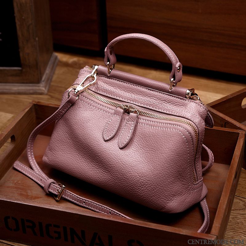 Sac À Main Femme Cuir Véritable All-match Le Nouveau Simple Mode Sacs À Bandoulière Rose