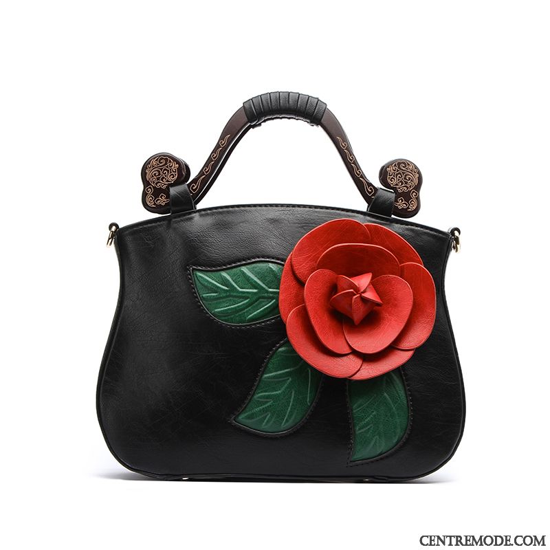 Sac À Main Femme Fleurs Le Nouveau Printemps Bois Dimensionnel Rétro Couleur De Contraste Rose