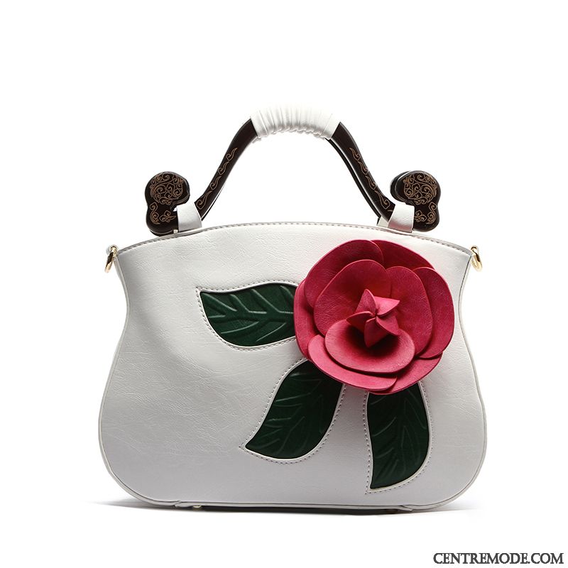 Sac À Main Femme Fleurs Le Nouveau Printemps Bois Dimensionnel Rétro Couleur De Contraste Rose