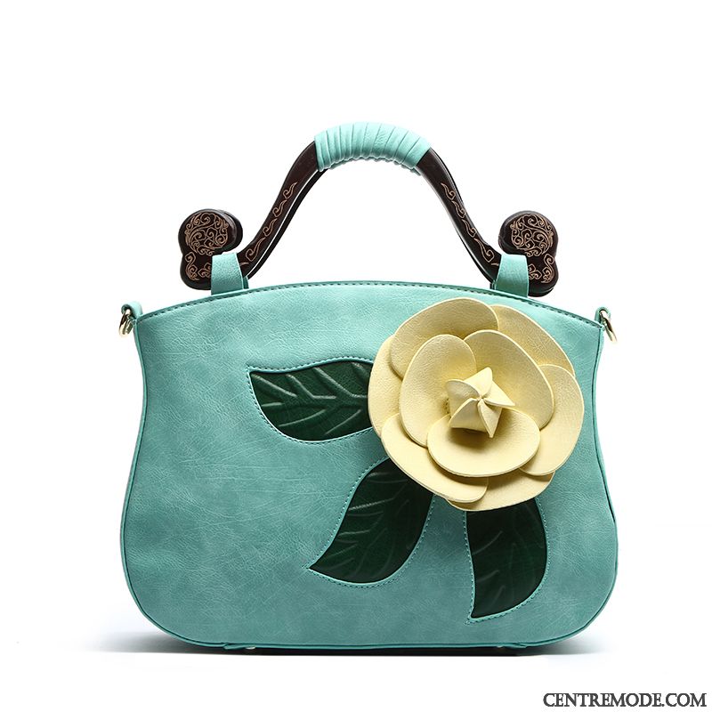 Sac À Main Femme Fleurs Le Nouveau Printemps Bois Dimensionnel Rétro Couleur De Contraste Rose