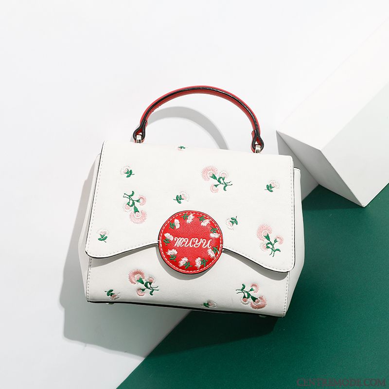 Sac À Main Femme Le Nouveau All-match Brodé Tendance Chaîne Petit Blanc