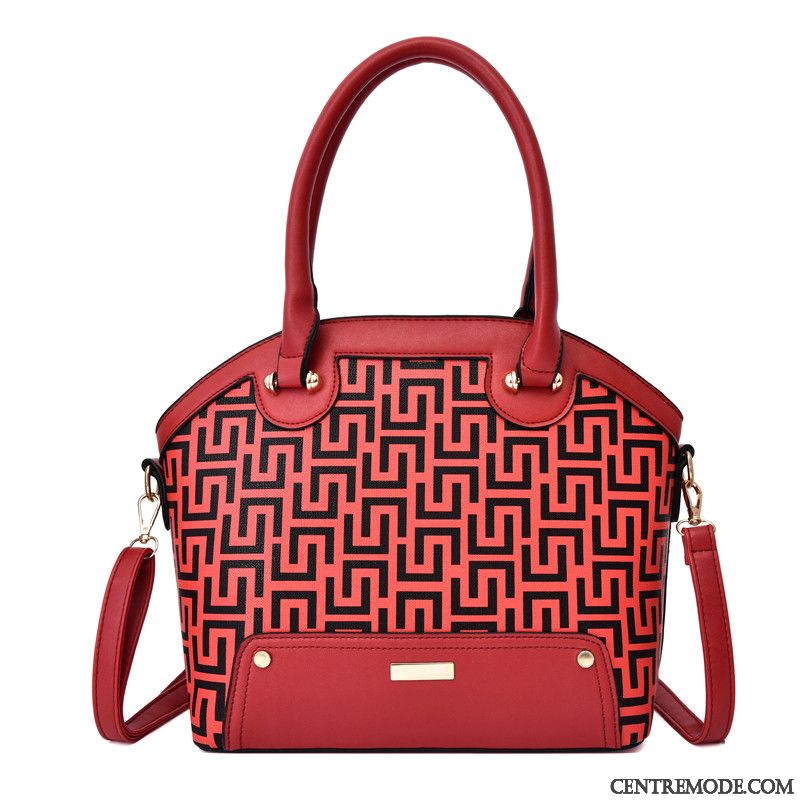 Sac À Main Femme Le Nouveau Gros Sac All-match Atmosphère Grande Capacité Portable Impression Rouge