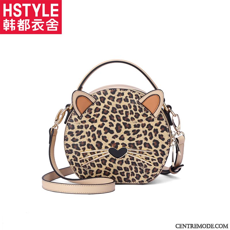 Sac À Main Femme Le Nouveau Petit Mode Leopard Chat Sac De Messager Noir