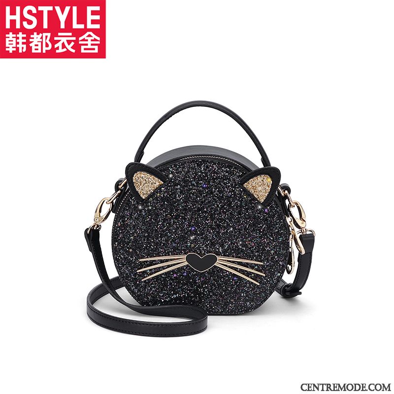 Sac À Main Femme Le Nouveau Petit Mode Leopard Chat Sac De Messager Noir