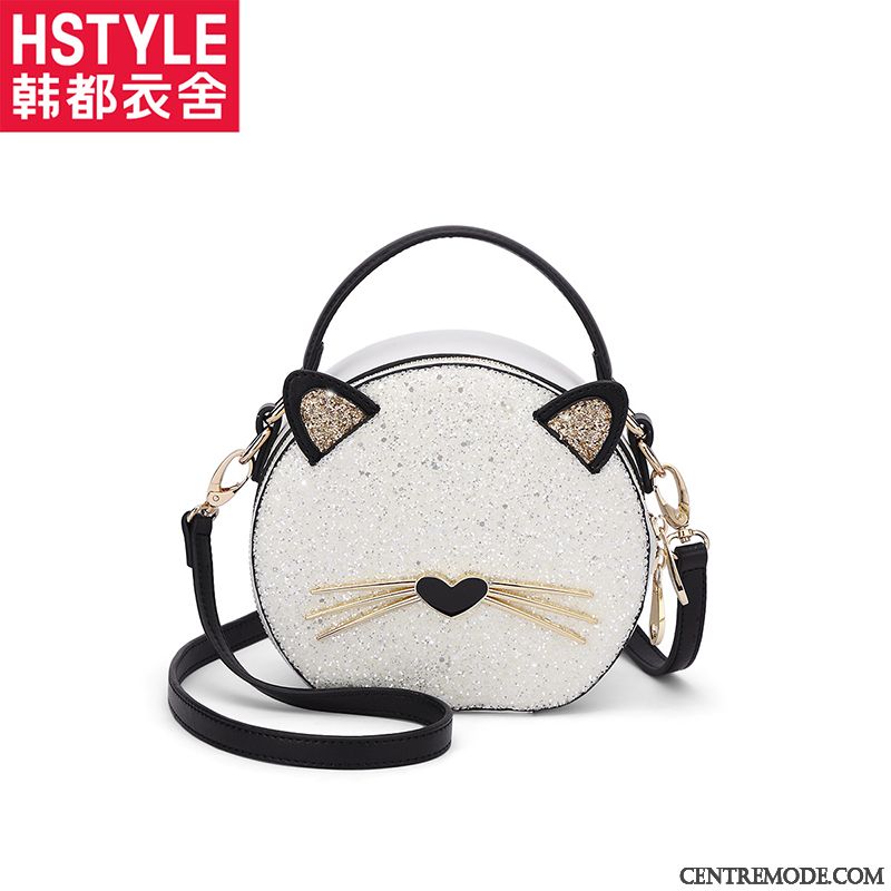 Sac À Main Femme Le Nouveau Petit Mode Leopard Chat Sac De Messager Noir