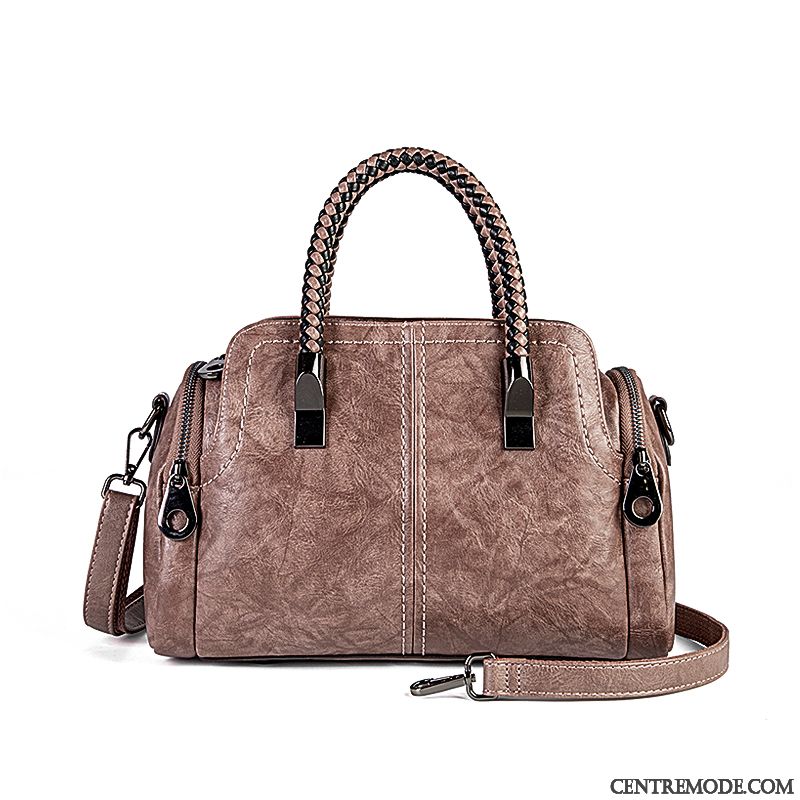 Sac À Main Femme Le Nouveau Sac De Messager Mode Gros Sac Tissage Cuir Véritable Violet Rose