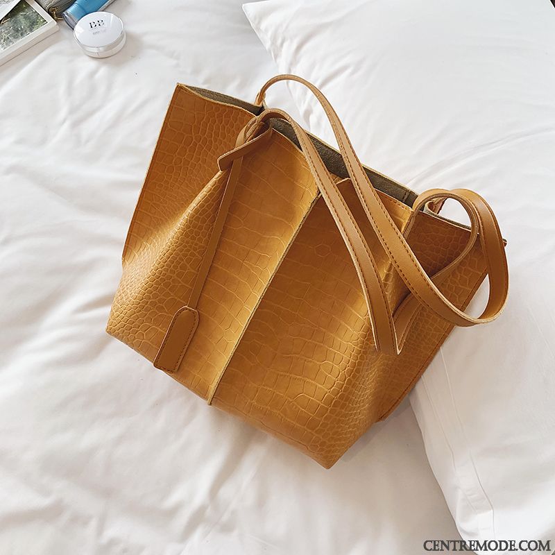 Sac À Main Femme Mode Achats Le Nouveau Texture Grande Capacité Simple Noir