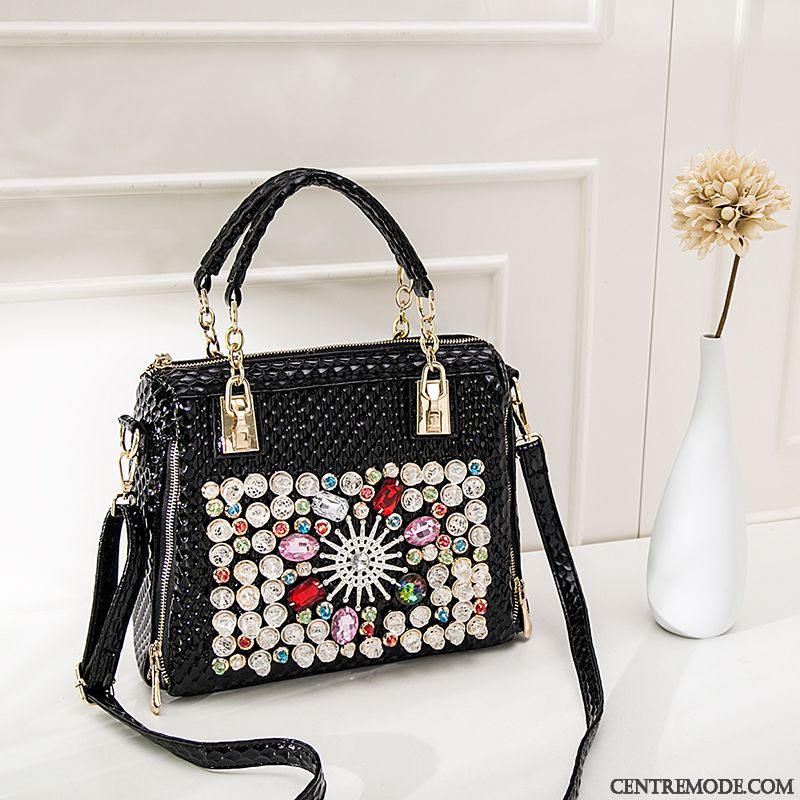 Sac À Main Femme Sac De Messager Diamant Le Nouveau Tendance Mode Pierres De Strass Noir