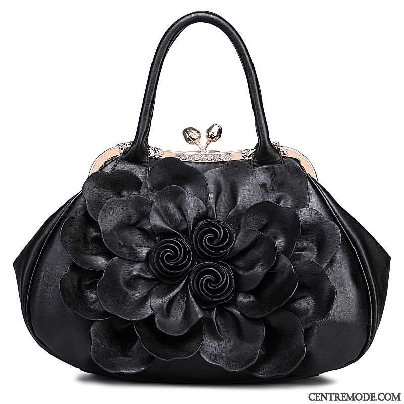 Sac À Main Femme Sac De Messager Printemps Le Nouveau Dames Mode Fleurs Noir