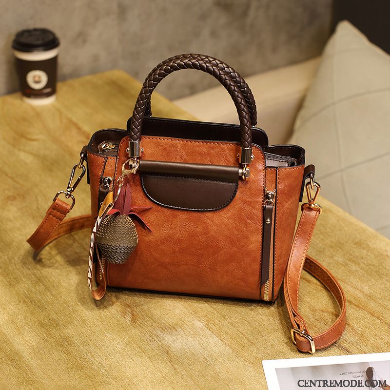 Sac À Main Femme Sac De Messager Rétro Cuir Véritable Le Nouveau Cuir De Vache Ultra Marron