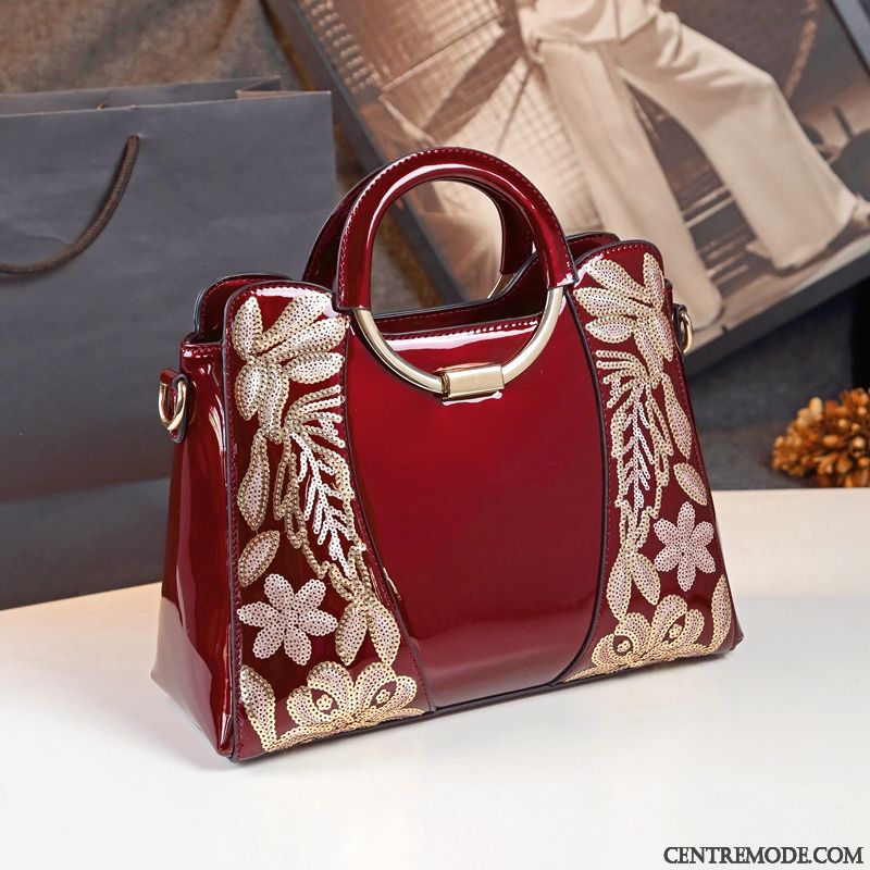 Sac À Main Femme Été Le Nouveau Mode Sac De Messager Printemps Cuir Verni Rouge