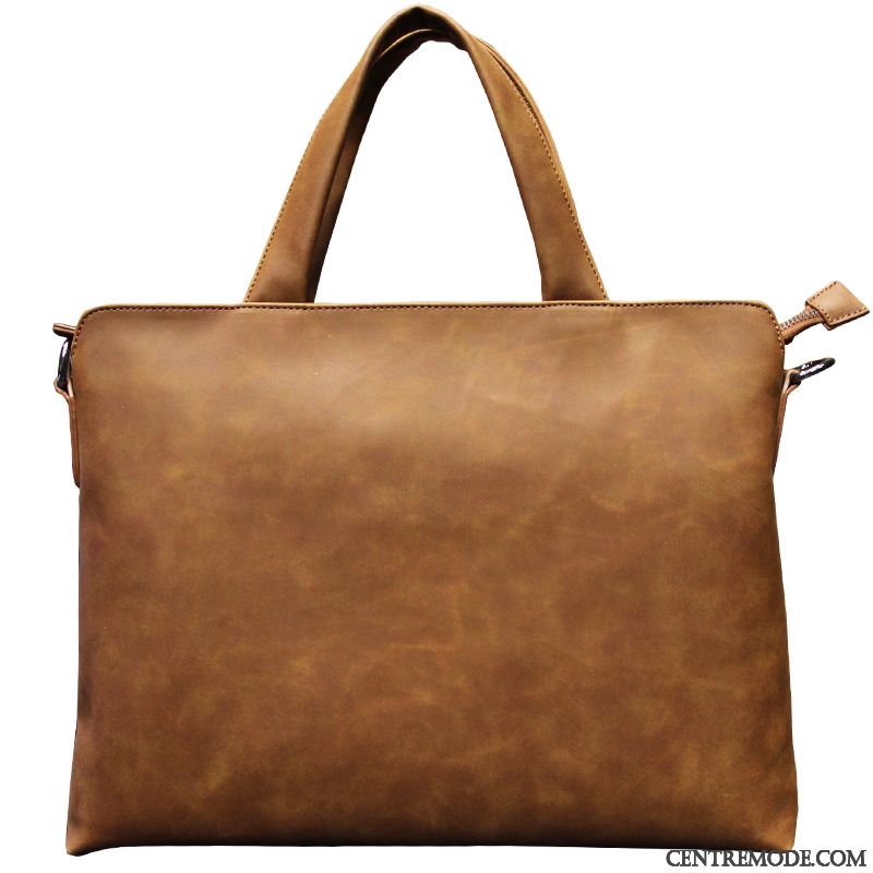 Sac À Main Homme Cuir Loisir Sac De Messager Sac D'ordinateur Portable Mallette Marron