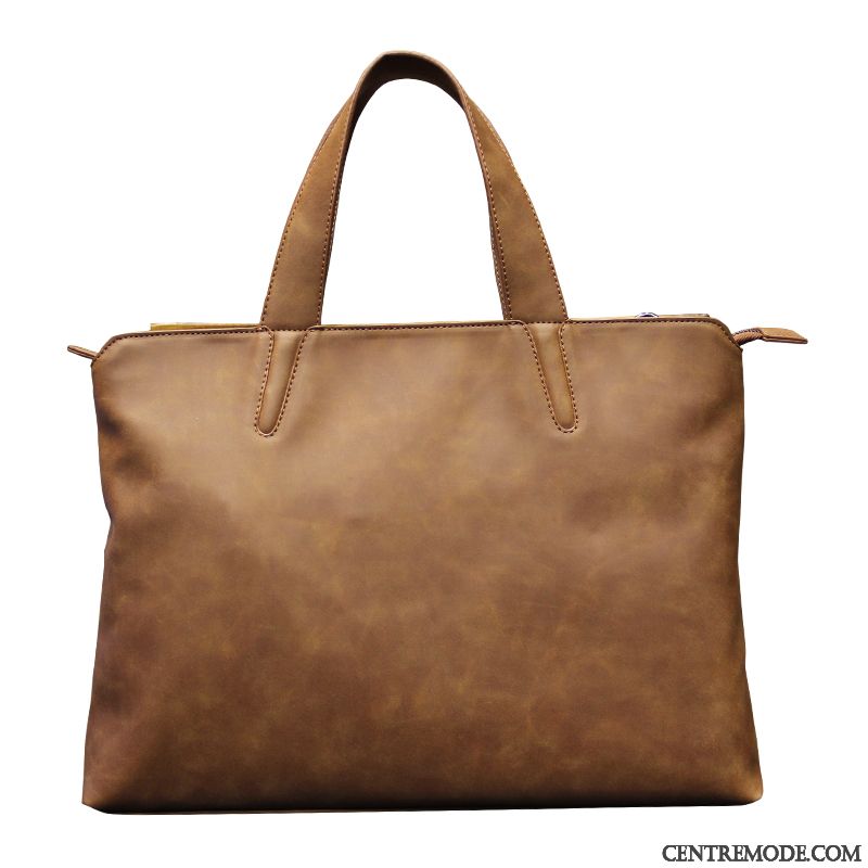 Sac À Main Homme Cuir Loisir Sac De Messager Sac D'ordinateur Portable Mallette Marron