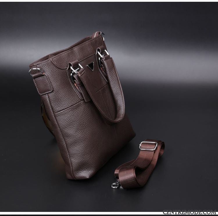 Sac À Main Homme Cuir Véritable Couche De Tête Loisir Entreprise Sac De Messager Europe Noir