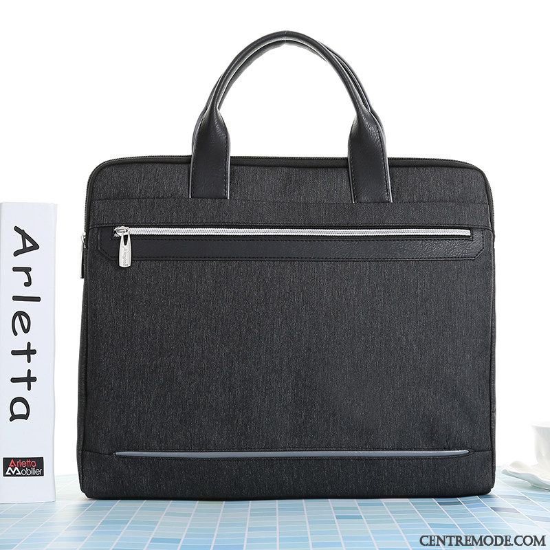 Sac À Main Homme Entreprise Mallette Sac D'ordinateur Portable Grande Capacité Simple Toile Noir