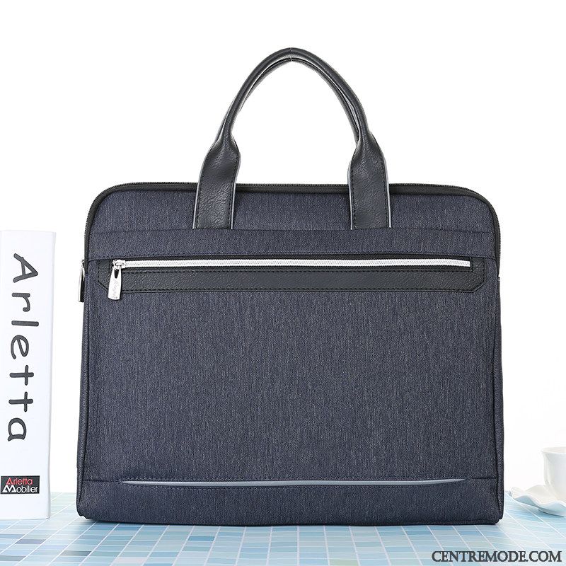 Sac À Main Homme Entreprise Mallette Sac D'ordinateur Portable Grande Capacité Simple Toile Noir