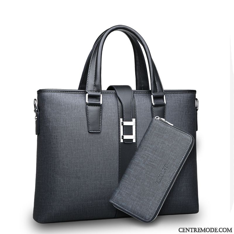 Sac À Main Homme Entreprise Sac De Messager Sac D'ordinateur Portable Loisir Mallette Sacs À Bandoulière Gris