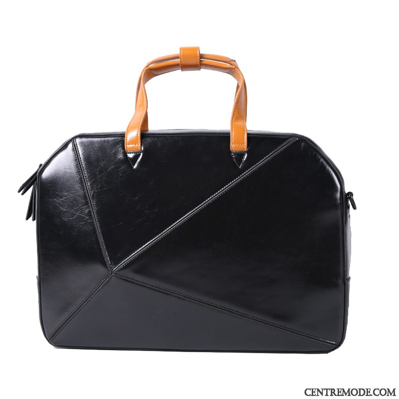 Sac À Main Homme La Coupe Transversale Sac D'ordinateur Portable Sacs À Bandoulière Cuir Tendance Loisir Noir