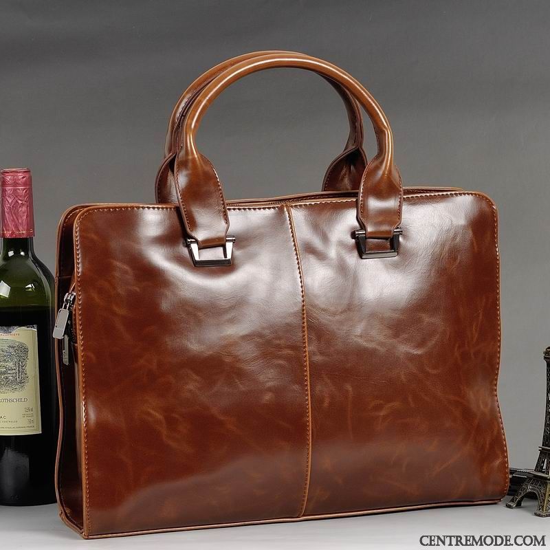 Sac À Main Homme Tendance Mallette La Coupe Transversale Entreprise Rétro Le Nouveau Marron