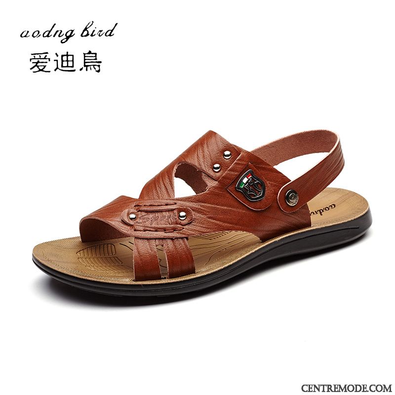 Sandales Cuir Homme, Sandales Cuir Homme Pas Cher Bleu Sandybrown