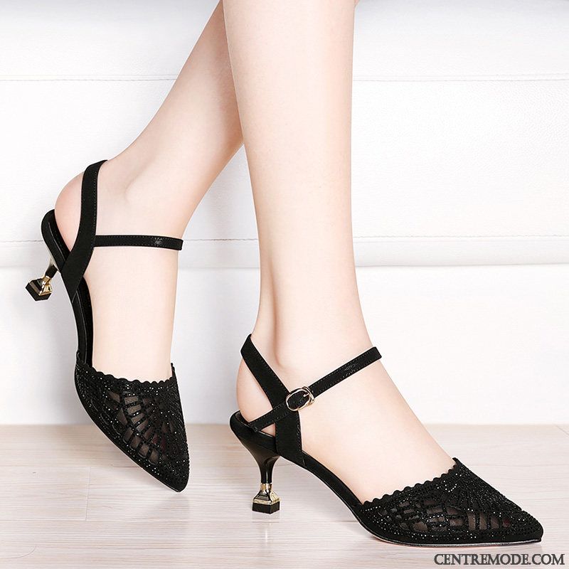 Sandales Femme Chaussures En Cuir Tous Les Assortis Escarpins Talon Moyen Creux Guipure Été Or