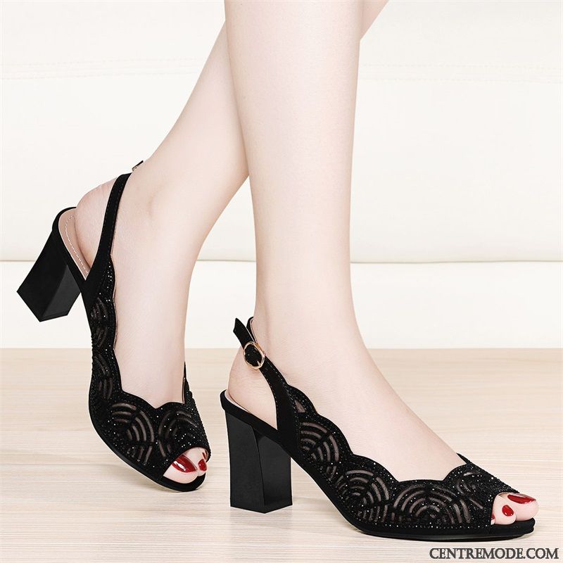 Sandales Femme Minces Imitation Strass Yarn Net Dame Mode Escarpins Or