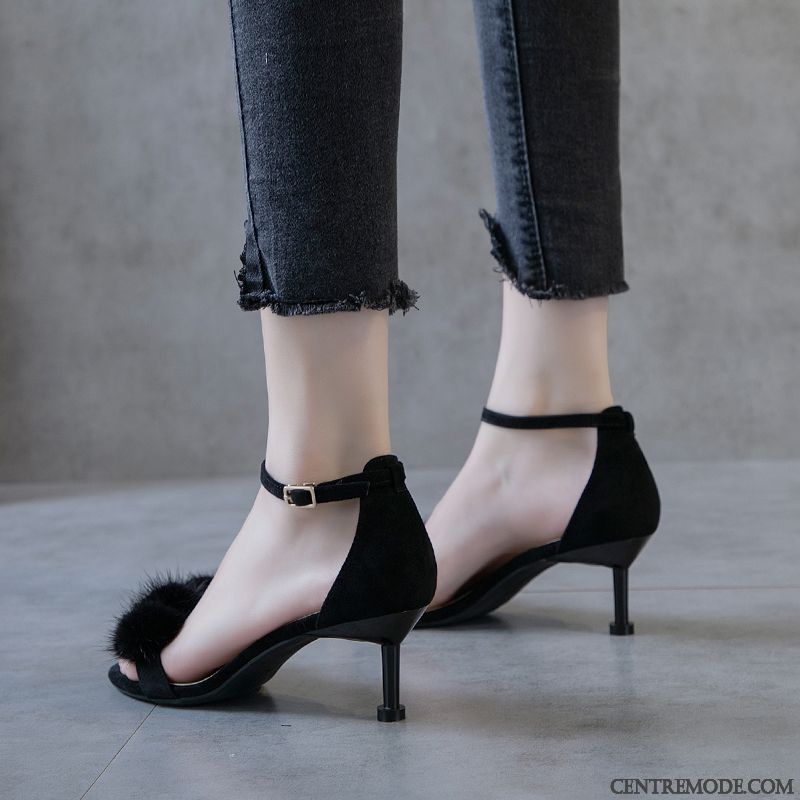 Sandales Femme Mode Tous Les Assortis Été Escarpins Minces Talon Moyen Rose
