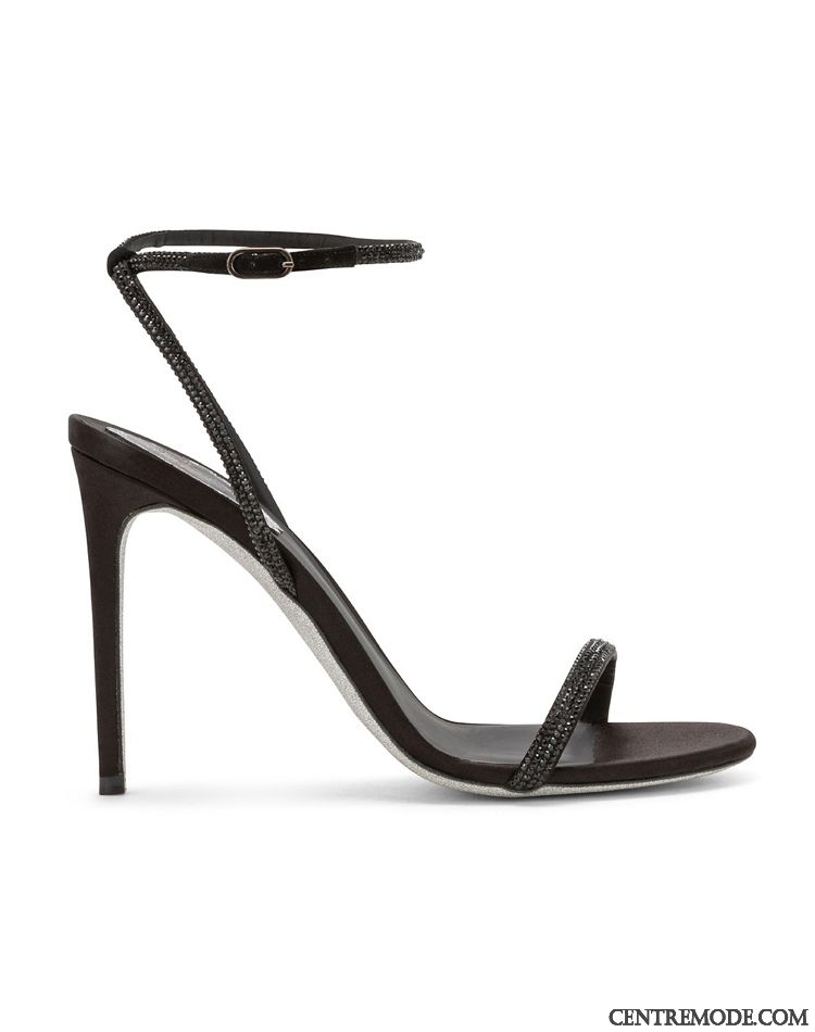 Sandales Femme Tempérament Ouverture Du Pied Sexy Escarpins Imitation Strass Été Noir