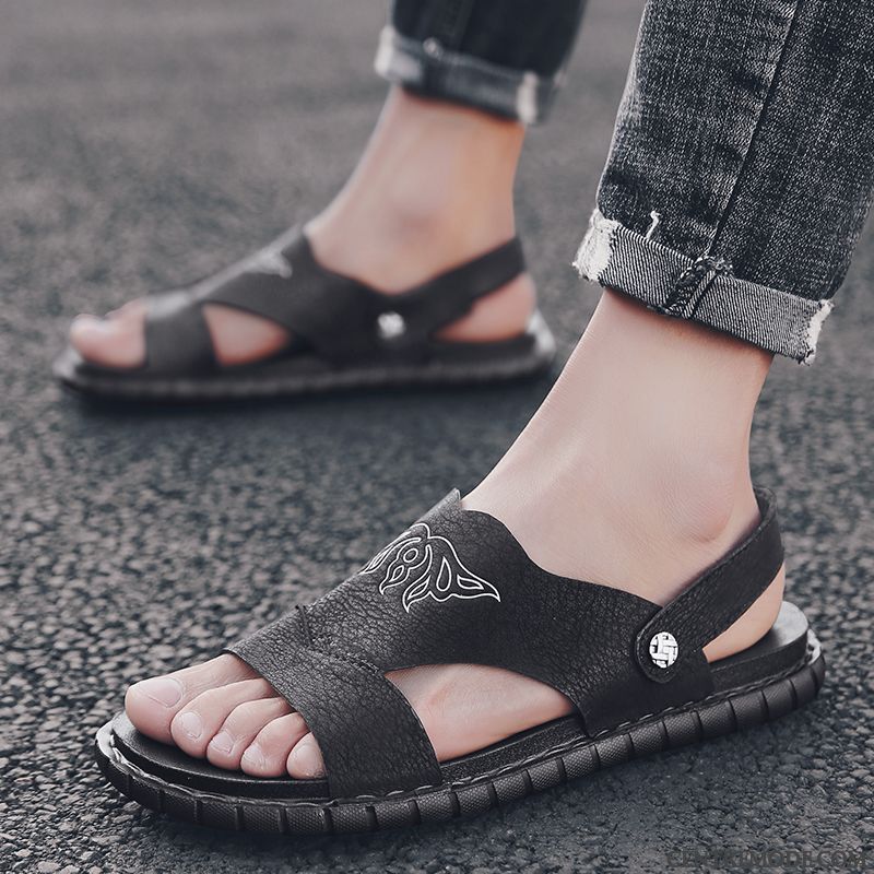 Sandales Homme Décontractée Antidérapant Tongs Chaussons Été Tendance Plage Noir