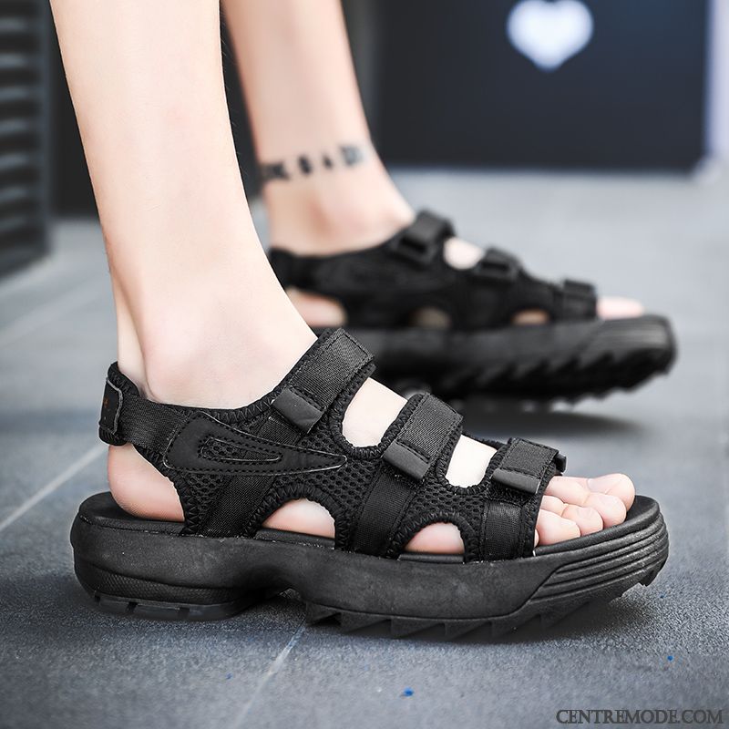 Sandales Homme Étudiant Semelle Doux Personnalité Plage Tous Les Assortis Tendance Blanc