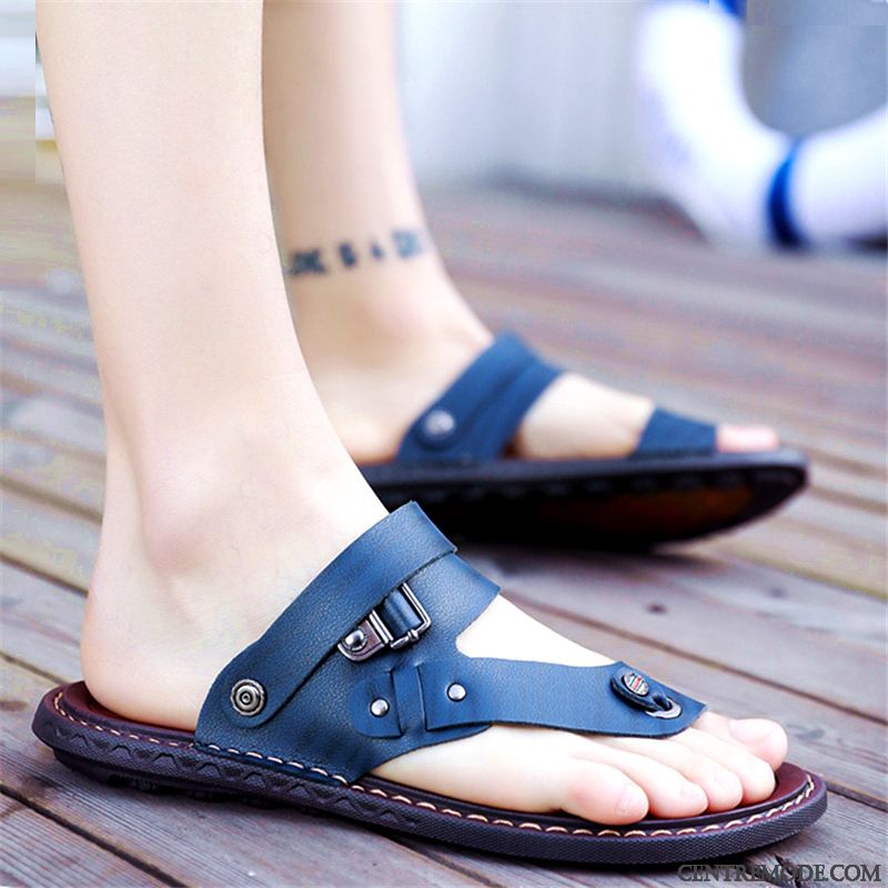Sandales Homme Été Tongs Semelle Doux Tongs Chaussons Plage Antidérapant Noir