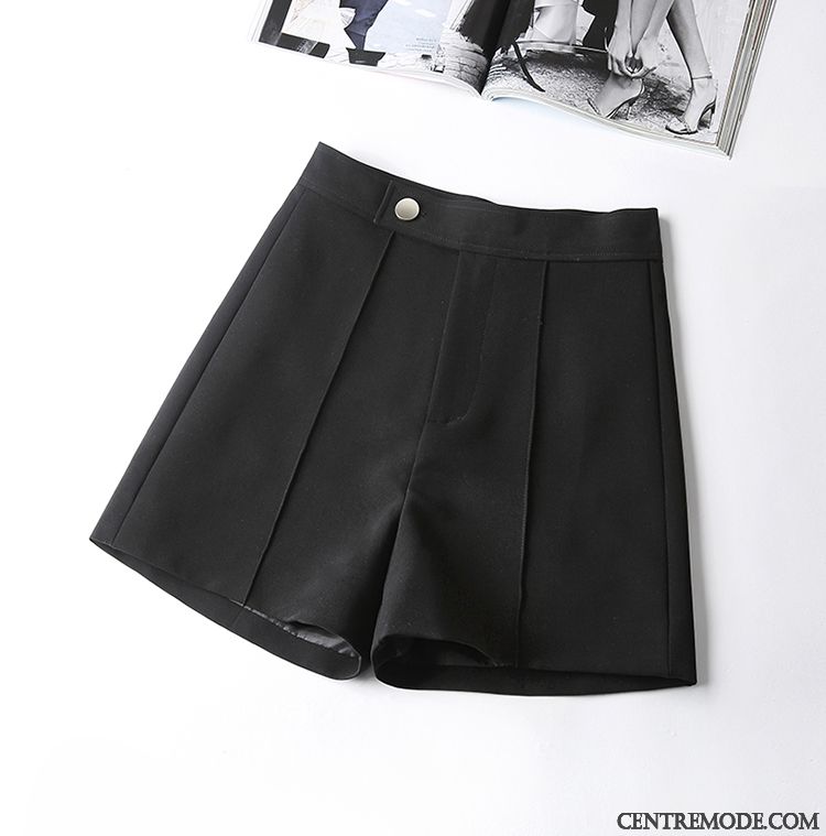 Shorts Femme Haute Cintrée A Lettre Pantalon Été Mince Printemps Noir Rose