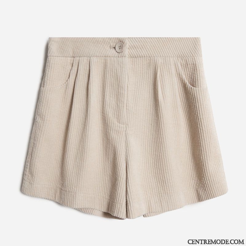 Shorts Femme Kaki Mince Haute Cintrée Baggy Printemps Rétro