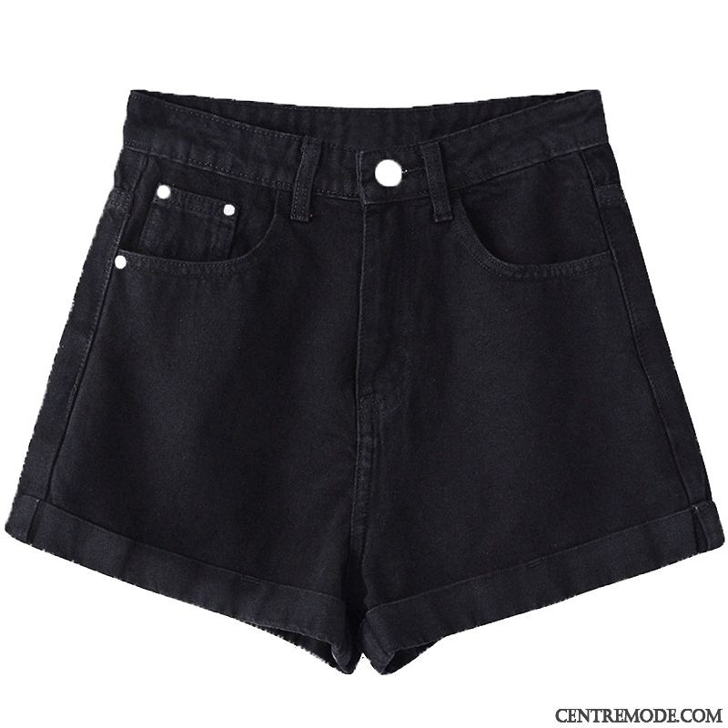 Shorts Femme Mince Décontractée Haute Cintrée Ourlet A Lettre Été